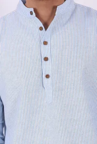 Set of 2: Blue Striped Cotton Kurta and Pajama image 5