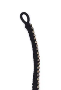 Set Of 2: Oorja Black Thread & Antique Plated Brass Beaded Anklets image 4