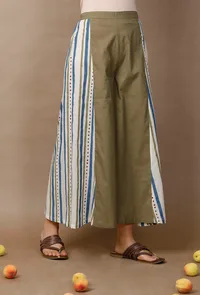 Hand Block Printed Green Cotton Culottes image 2