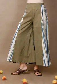 Hand Block Printed Green Cotton Culottes image 3