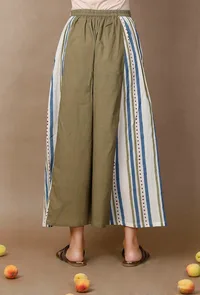 Hand Block Printed Green Cotton Culottes image 4