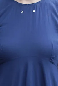 Set Of 2:Innaya Indigo Cotton Flared kurta dress & Churidar image 4