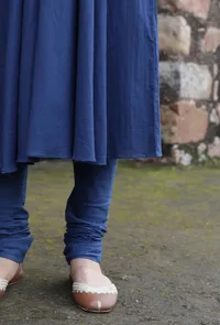 Set Of 2:Innaya Indigo Cotton Flared kurta dress & Churidar image 5