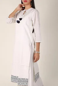 Black Handblocked Gota Work Cotton Kurta image 2