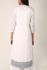 Black Handblocked Gota Work Cotton Kurta image 3