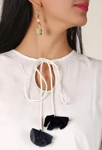 Black Handblocked Gota Work Cotton Kurta image 4