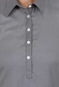 Grey Pure Cotton Pathani Kurta image 4