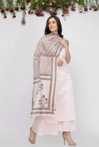 Light Pink Kota Hand-Block Printed Dupatta image 2