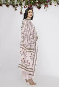 Light Pink Kota Hand-Block Printed Dupatta image 3