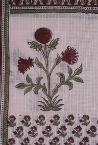 Light Pink Kota Hand-Block Printed Dupatta image 4