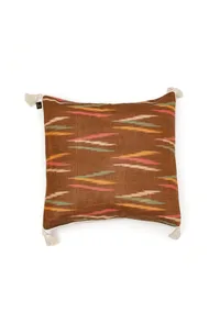 Set of 2: Chocolate Brown Ikat Cotton Cushion Covers image 2