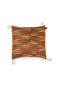 Set of 2: Chocolate Brown Ikat Cotton Cushion Covers image 3