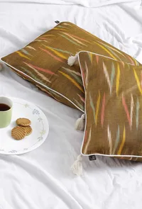 Set of 2: Chocolate Brown Ikat Cotton Cushion Covers image 6