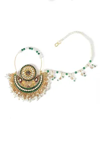 Rajwadi Emerald Pearl Nose Ring Nath image 2