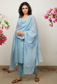 Blue Kota embroidered Dupatta image 1