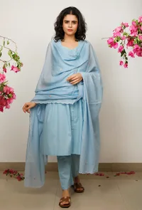 Blue Kota embroidered Dupatta image 2