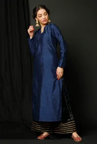 Blue Raw Silk Achkan image 2