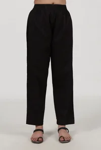 Set Of 2: Ajrakh Printed Red Cotton Anarkali & Black Pant Set image 4