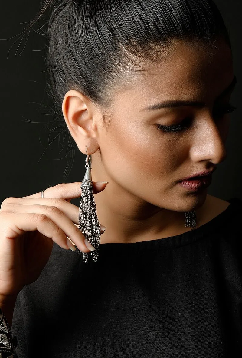 Lyla silver plated brass Chain Earrings