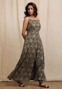 Blue Ajrakh Print Slip Flared Kurta image 2