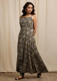 Blue Ajrakh Print Slip Flared Kurta image 3