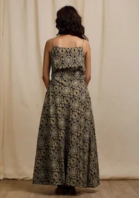 Blue Ajrakh Print Slip Flared Kurta image 4