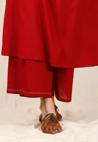 Set of 2: Maroon Halter neck kurta with maroon cullottes image 5