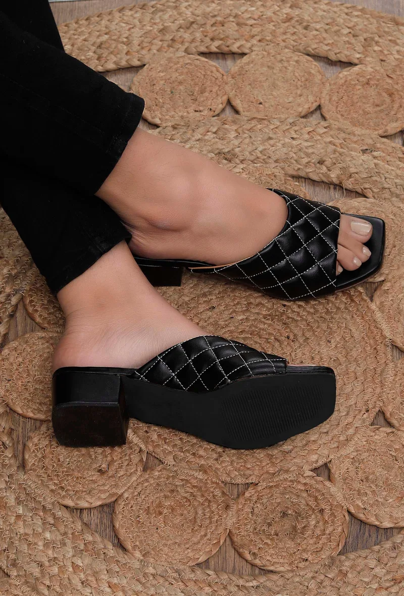 Pebble Black Cruelty Free Leather Heels