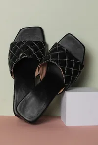 Pebble Black Cruelty Free Leather Heels image 2