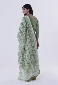 Green Color Cotton Block Printed Dupatta image 2