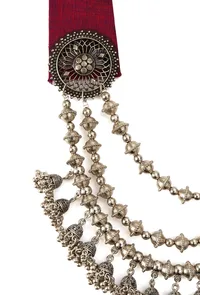 Pink Fabric Tortoise Charm 3-Layer Necklace image 2