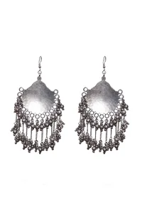 Circular Tribal Silver Plated Brass Earrings image 3