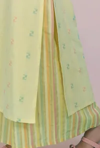 Yellow Dobby Straight Halter Round Neck Cotton Kurta image 5