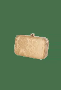 Soft Beige Brocade Box Clutch with Sling (8 X 2 X 4.5) image 3