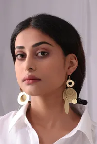 Layer on Layer Sphere Brass Earrings image 1