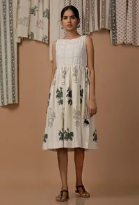 Sandra Floral Hand Block Printed Cotton Flex Dress image 1