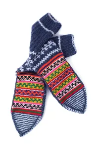 Aegean Blue & Multi Hand Knitted Woolen Winter Socks image 2