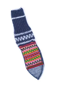 Aegean Blue & Multi Hand Knitted Woolen Winter Socks image 3