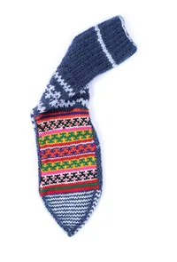 Aegean Blue & Multi Hand Knitted Woolen Winter Socks image 4