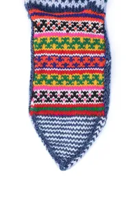 Aegean Blue & Multi Hand Knitted Woolen Winter Socks image 6