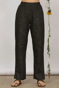 Dark Olive Straight Cotton Khadi Pants image 1