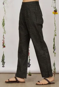 Dark Olive Straight Cotton Khadi Pants image 3