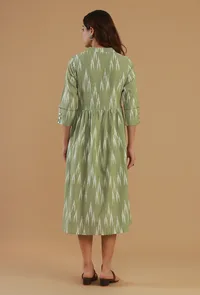 Sage Green Ikat Cotton Wrap Dress image 4