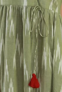 Sage Green Ikat Cotton Wrap Dress image 5