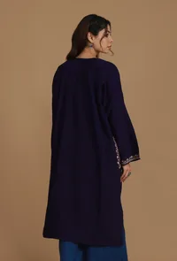 Plum Phiran with Pink and Maroon Aari Embroidery- Free Size image 5