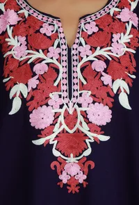 Plum Phiran with Pink and Maroon Aari Embroidery- Free Size image 6