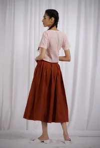 Orange Cotton Striped Short Wrap Around Top image 3