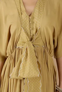 Bandhani Gathered & Flared Dress With Attached Belt image 6