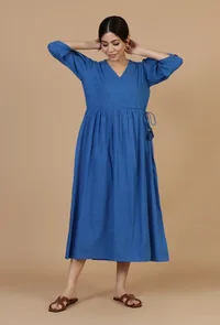 Indigo Breeze Cotton Wrap Dress image 1