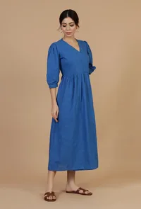 Indigo Breeze Cotton Wrap Dress image 2